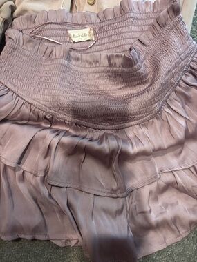 Smocked Ruffle Mini Dress in Dusty Lilac by Hand-Knit